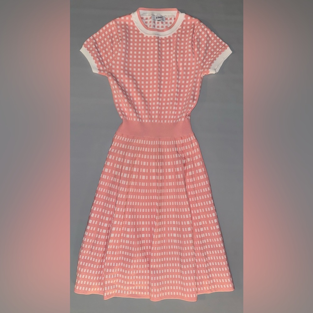EINII Medium Pink and White Patterned Dress